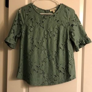Lace Green Short Sleeve/ Dress Shirt